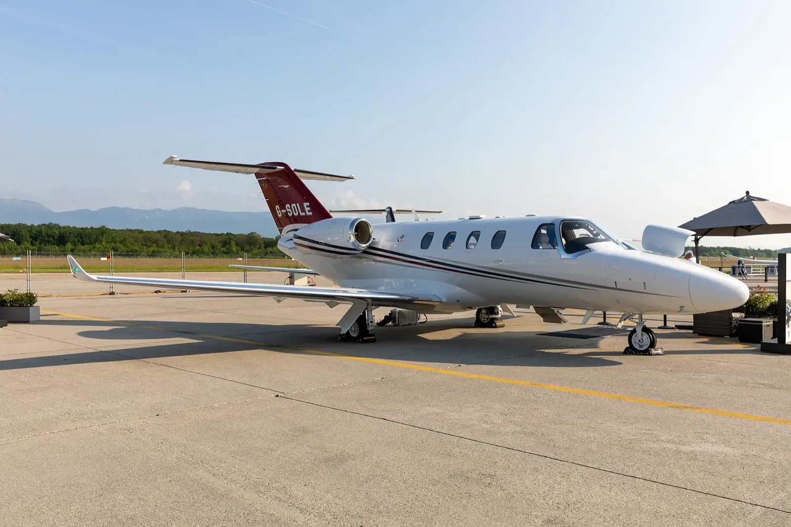 Cessna Citation M2 private jet on the tarmac, available for charter