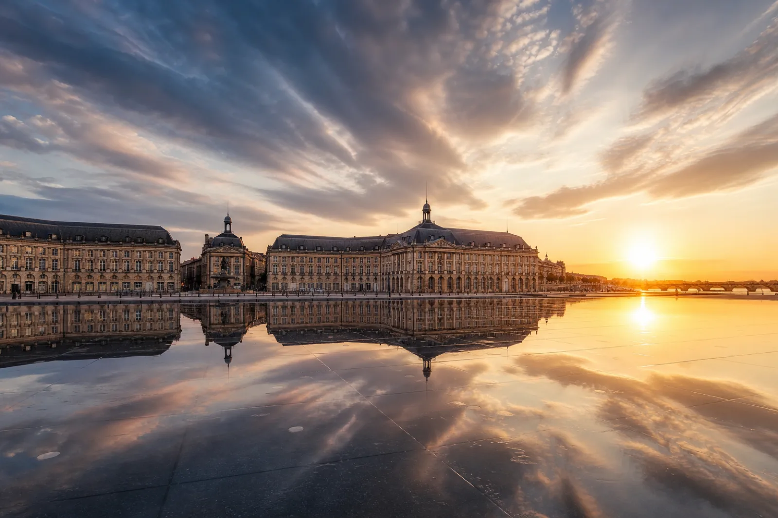 Bordeaux by private jet — the Place de la Bourse and its water mirror