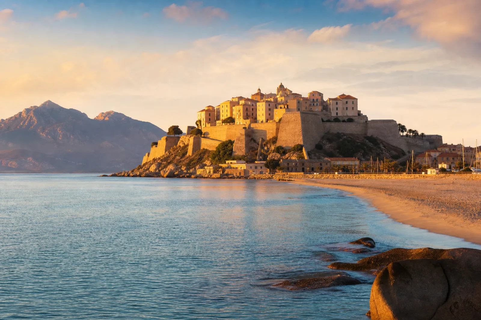 Calvi by private jet — the Genoese citadel and the bay