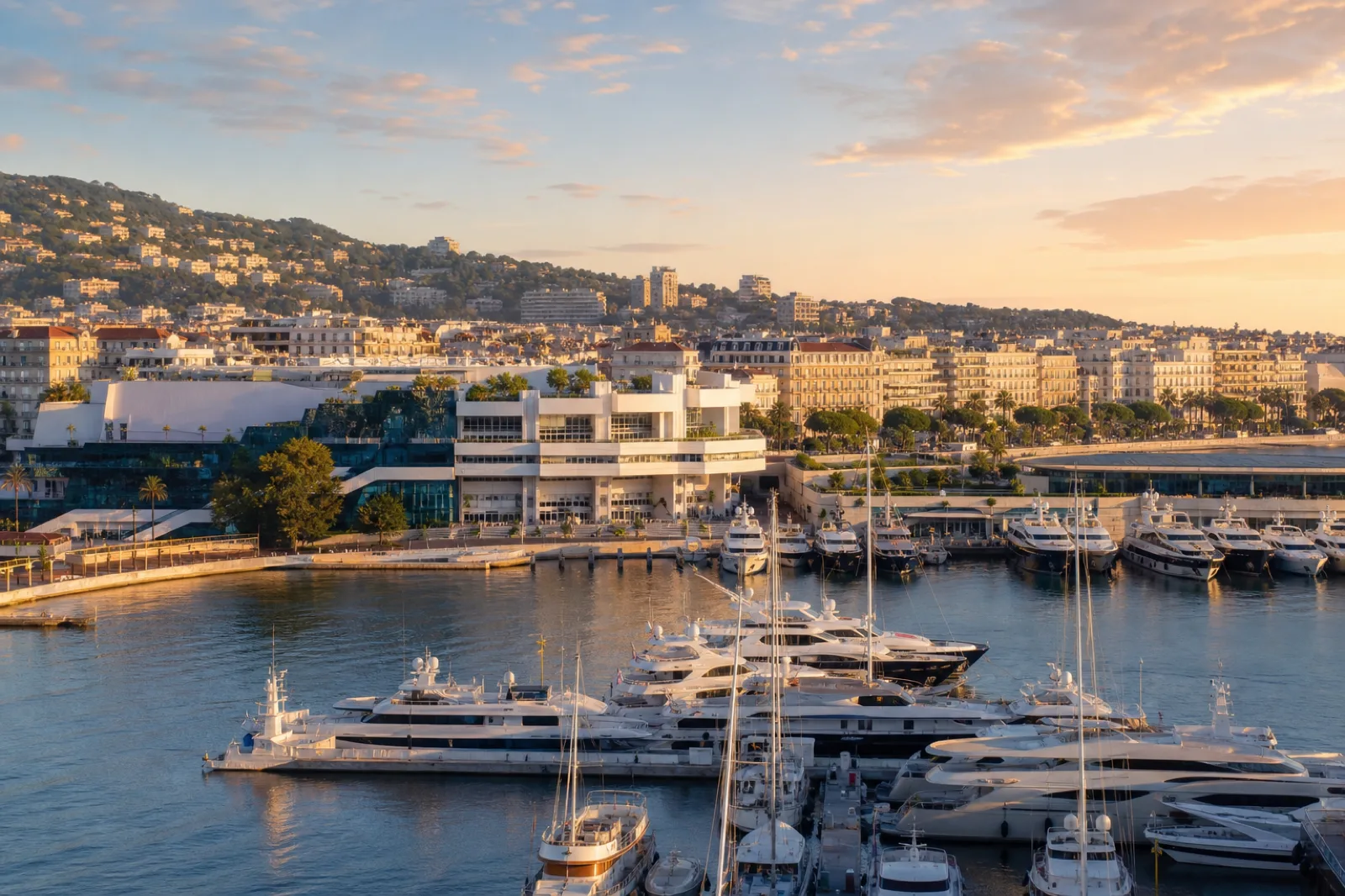 Cannes by private jet — La Croisette and the yacht marina