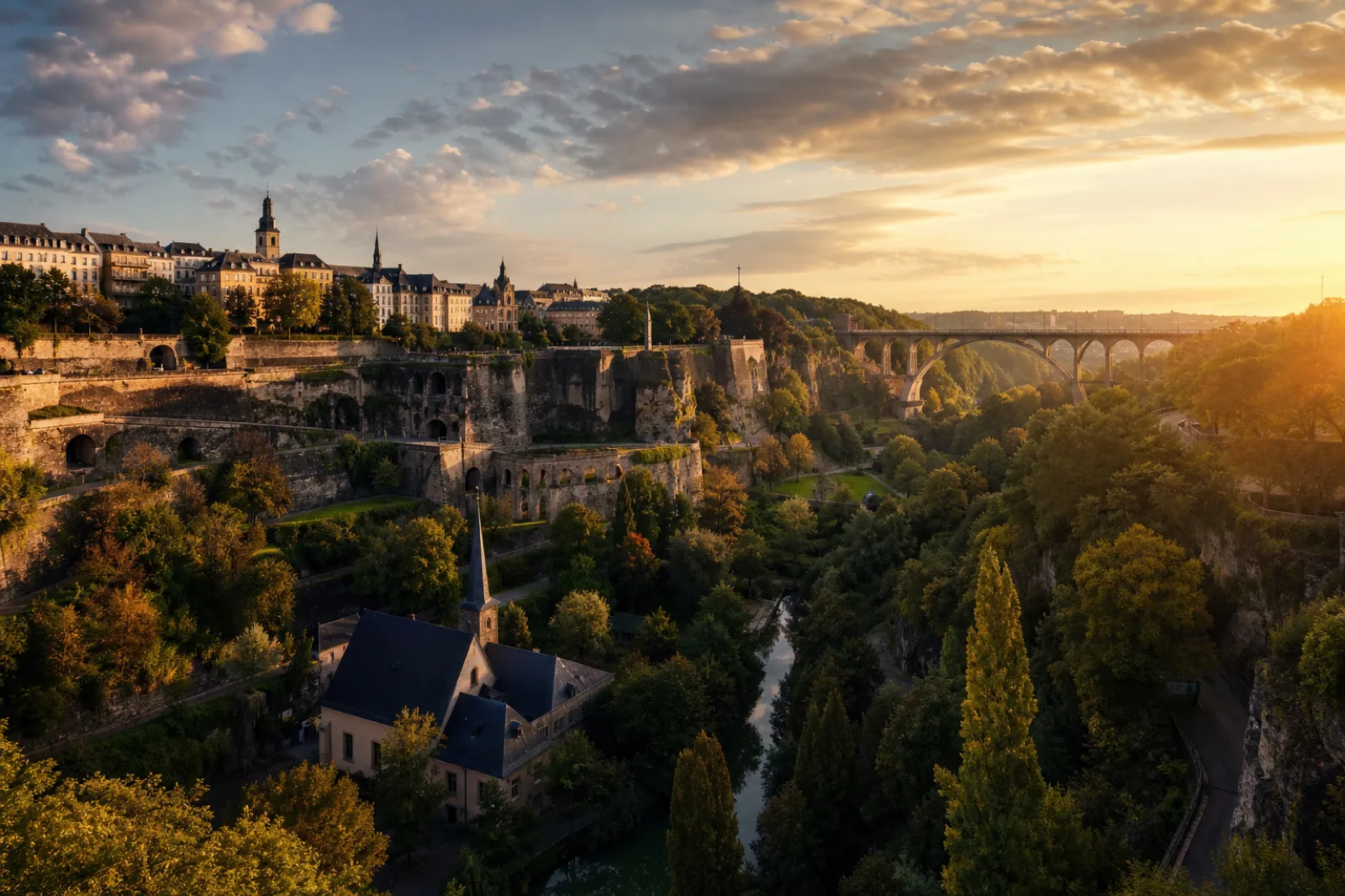 Luxembourg by private jet — the old town and the Alzette valley