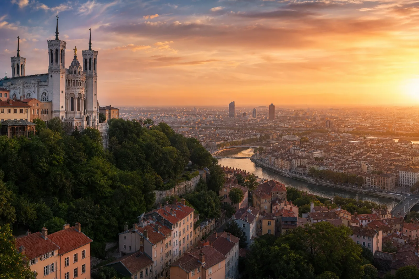 Lyon by private jet — the Fourvière basilica and the Saône