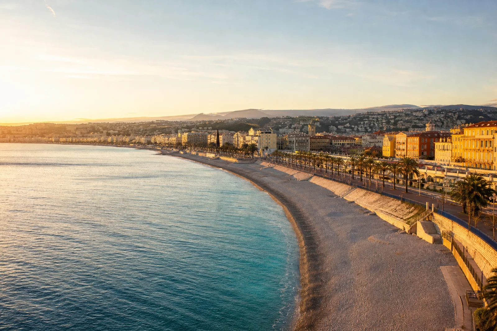 Nice by private jet — the Promenade des Anglais along the Baie des Anges